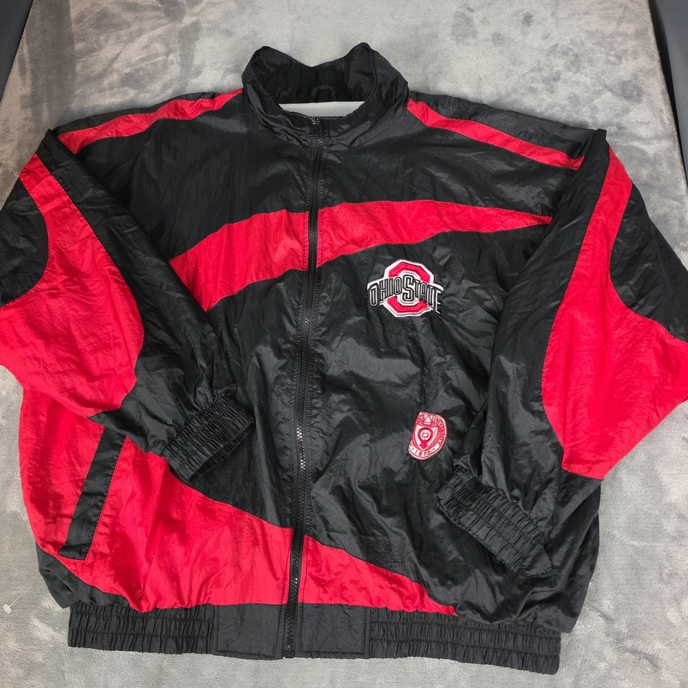 Vintage Pro Player Ohio State Full Zip Windbreaker Track Jacket Size L Black/...